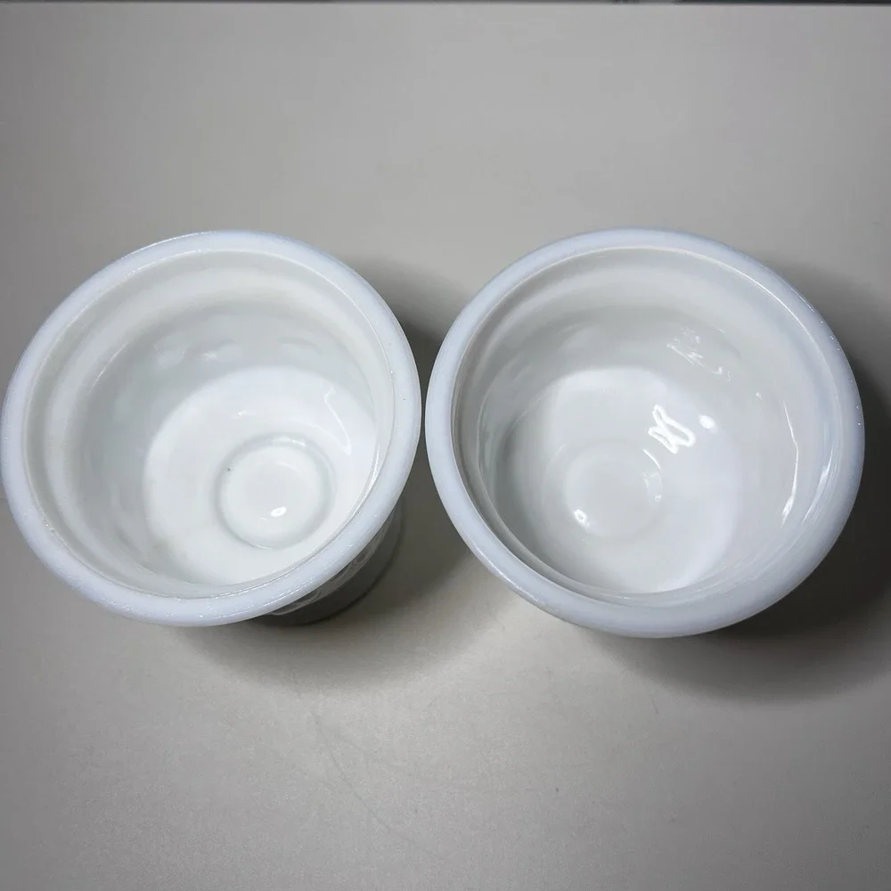 2-Vtg Milk Glass Indiana‎ Glass Colony Harvest Grape Footed Goblets Dessert Cups